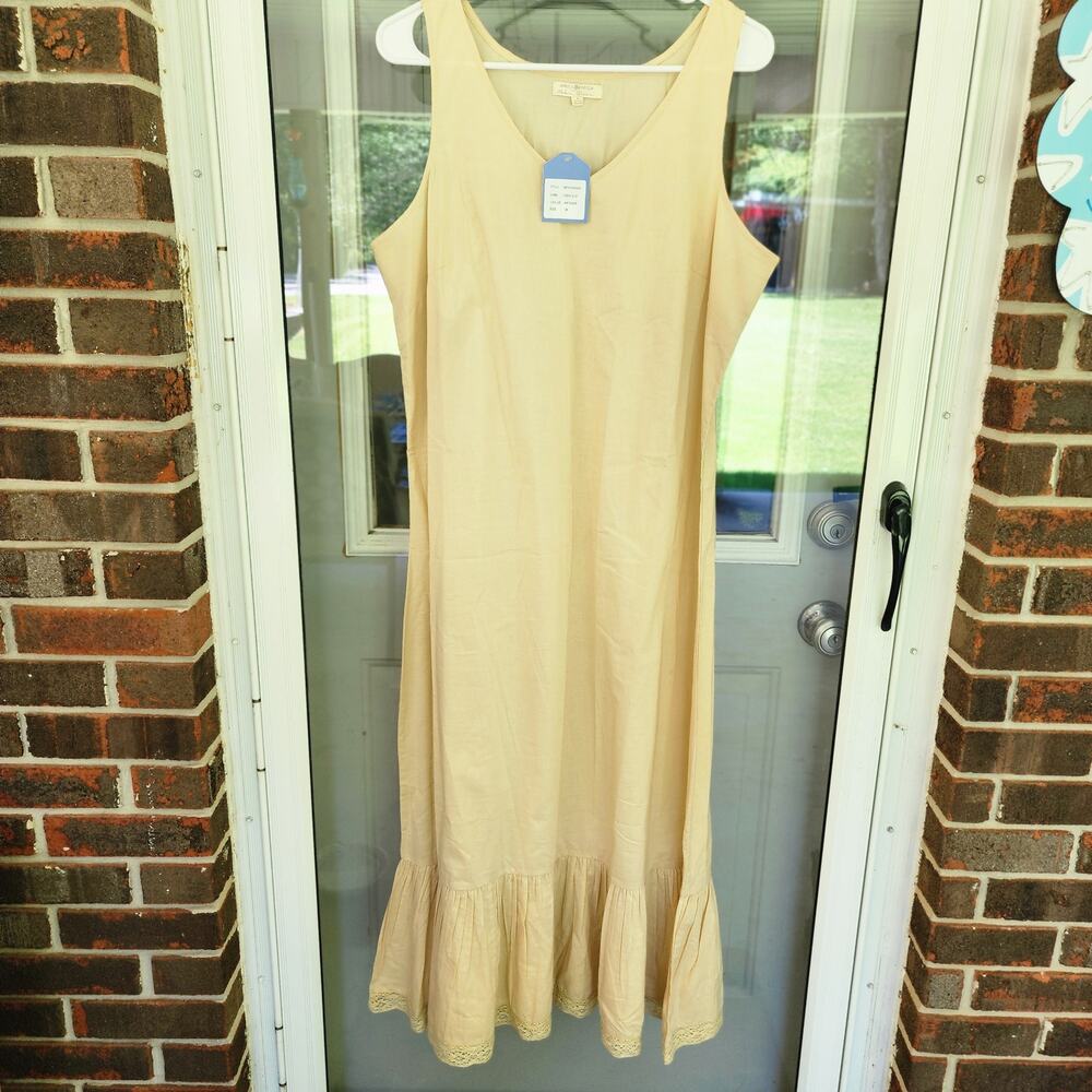April Cornell for Modern Prairie Size M Cotton Eden Slip Dress Relaxed Ruffled - Picture 3 of 9
